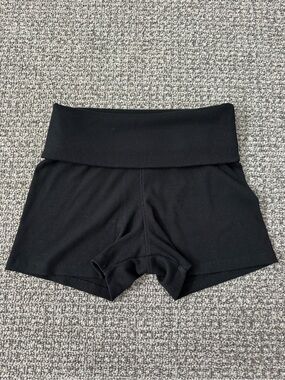 Foldover Black Ribbed Women’s Shorts